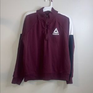 EUC Boys Reebok Burgundy Black White Quarter-Zip Sweatshirt Size Large #22